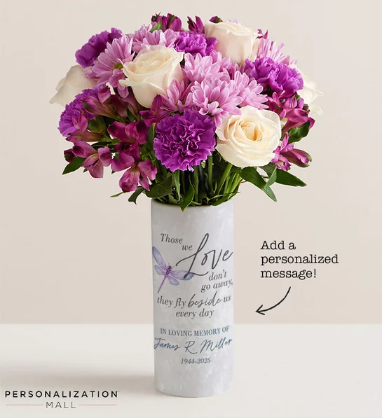 Beautiful Memories Bouquet with Personalized Vase