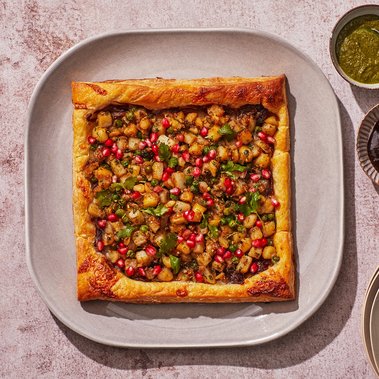 Samosa Tart With Caramelized Onions and Fontina