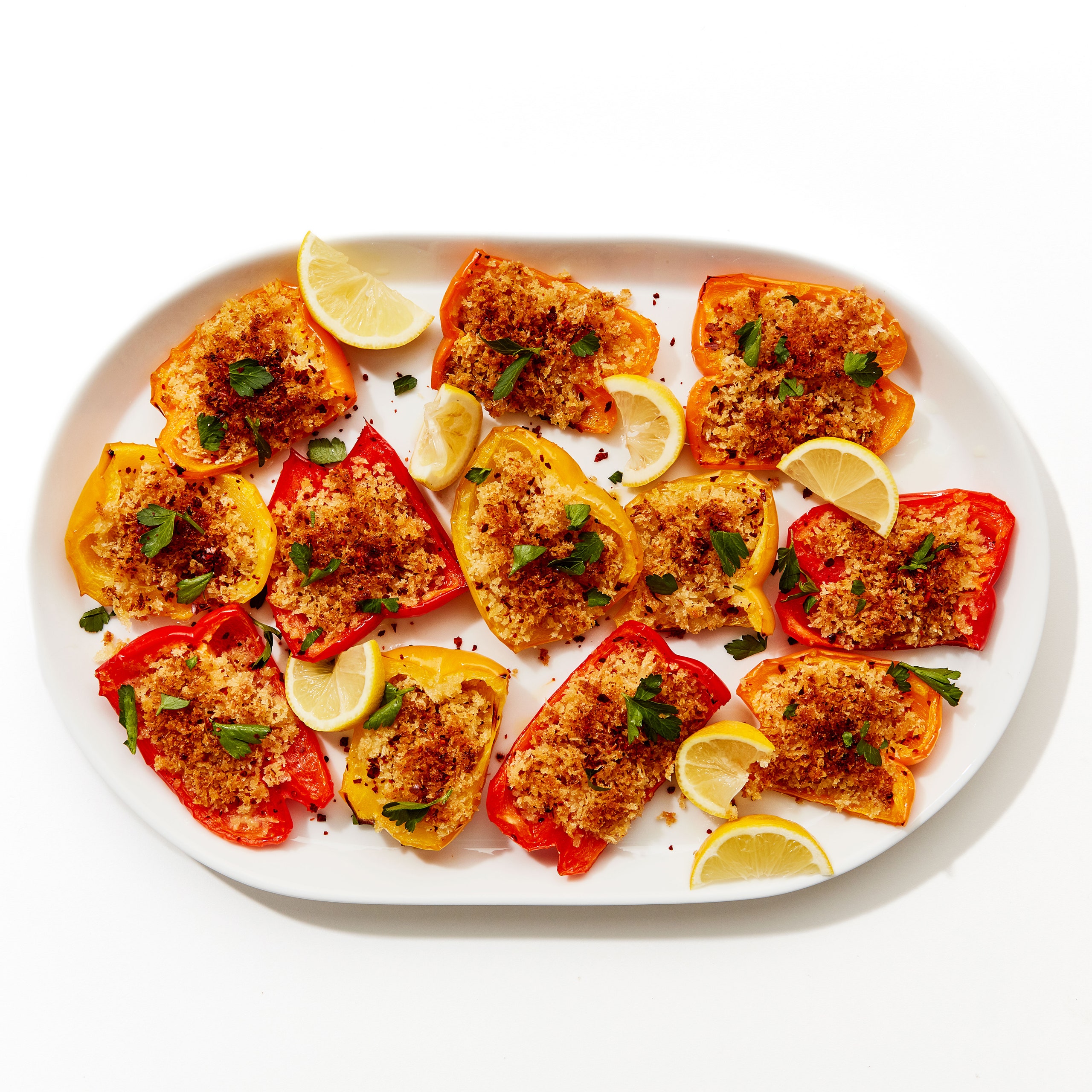 Roasted Peppers with Parm Breadcrumbs