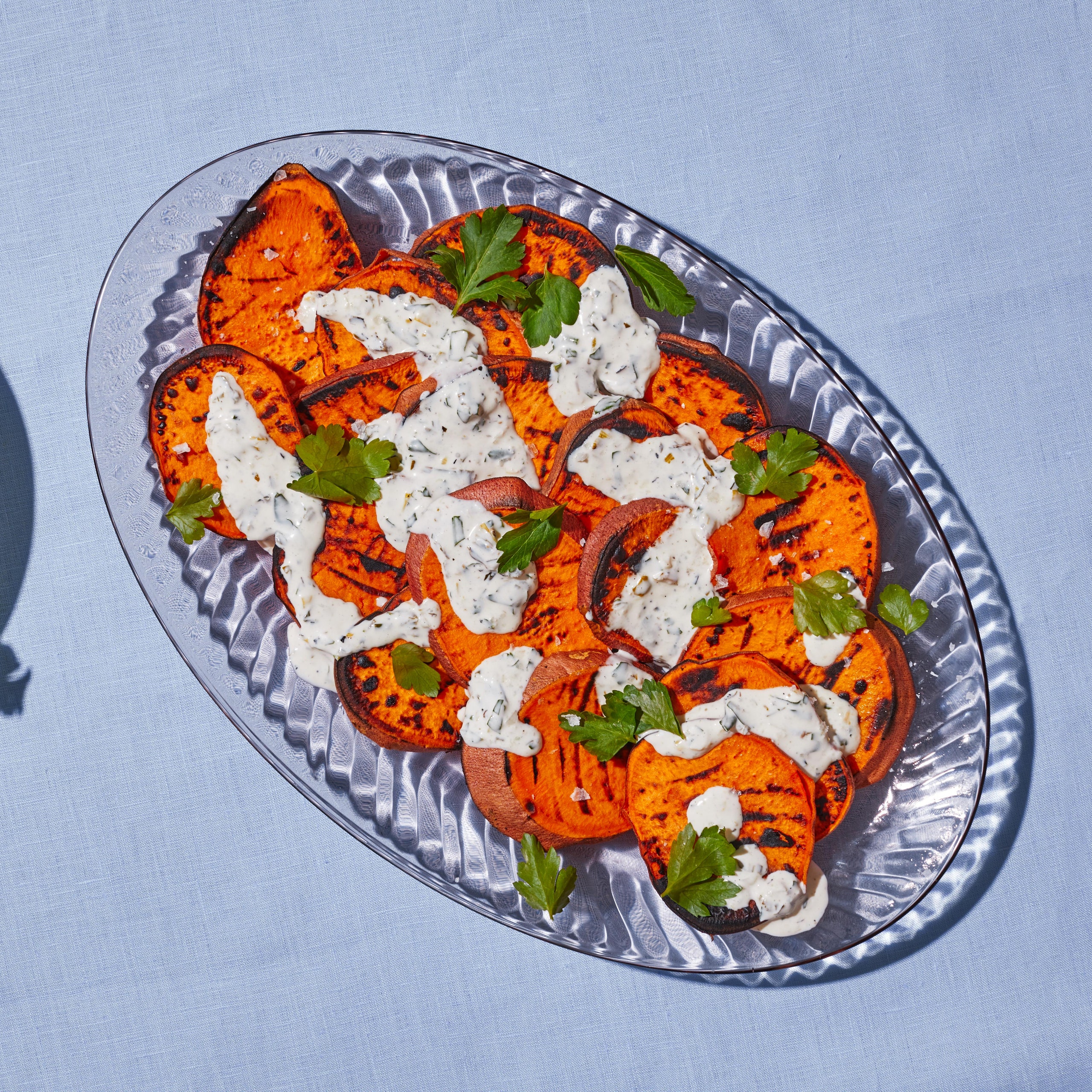 Grilled Sweet Potatoes With Charred Scallion Mayo