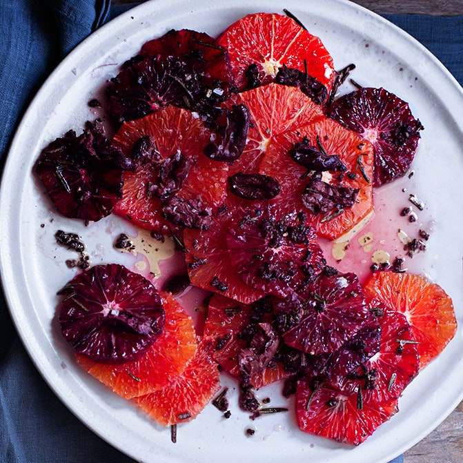 Citrus Salad with Fried Rosemary and Olives