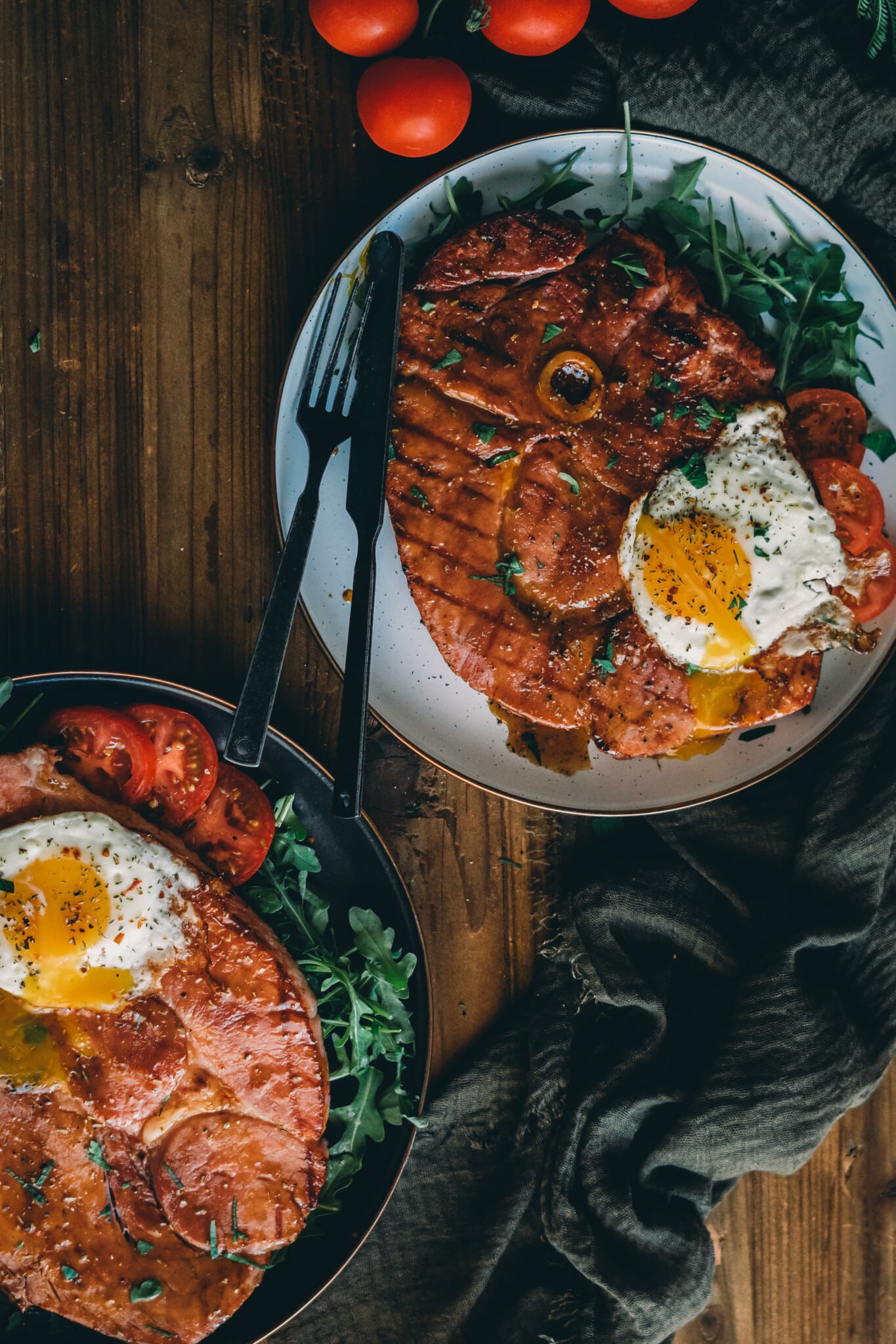 Grilled Ham Steaks with Brown Sugar-Mustard Glaze