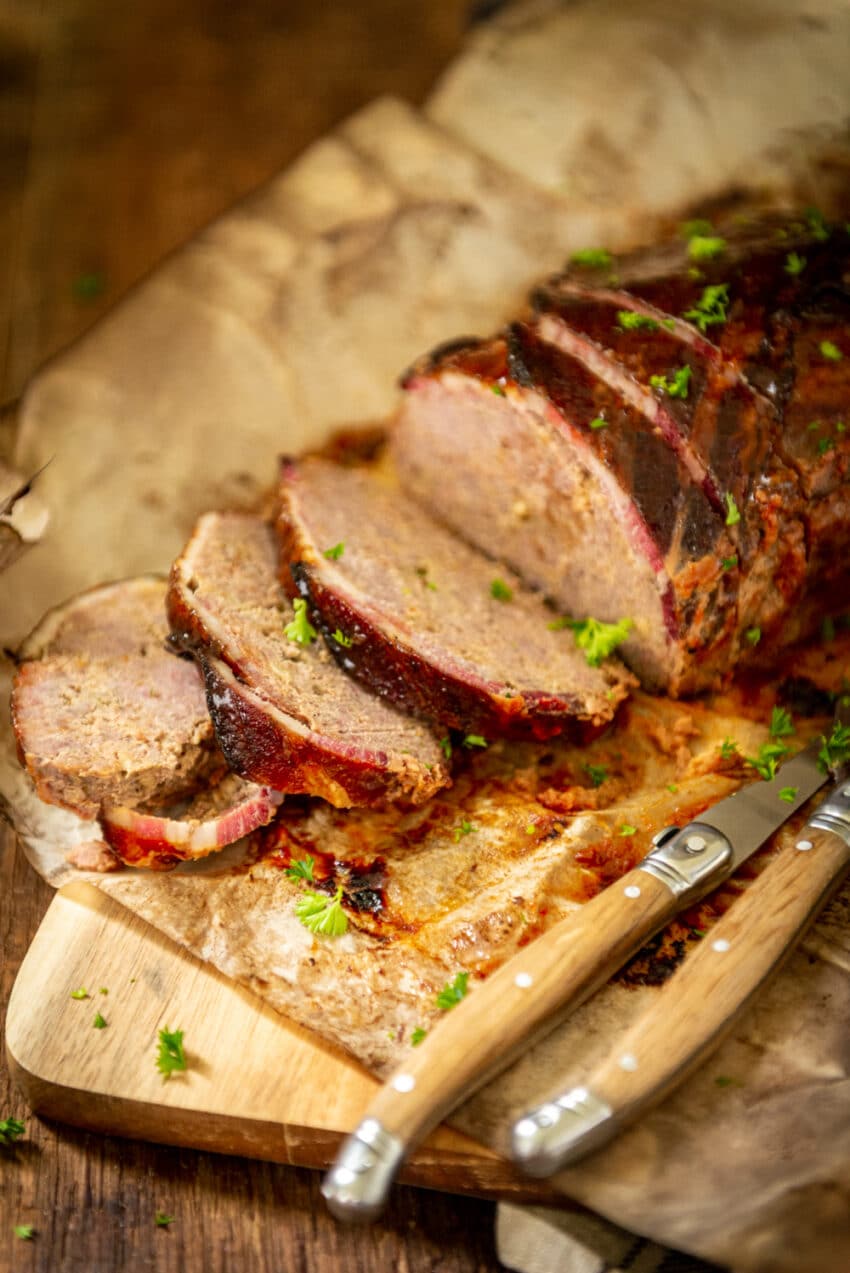 Bacon Wrapped Smoked Meatloaf