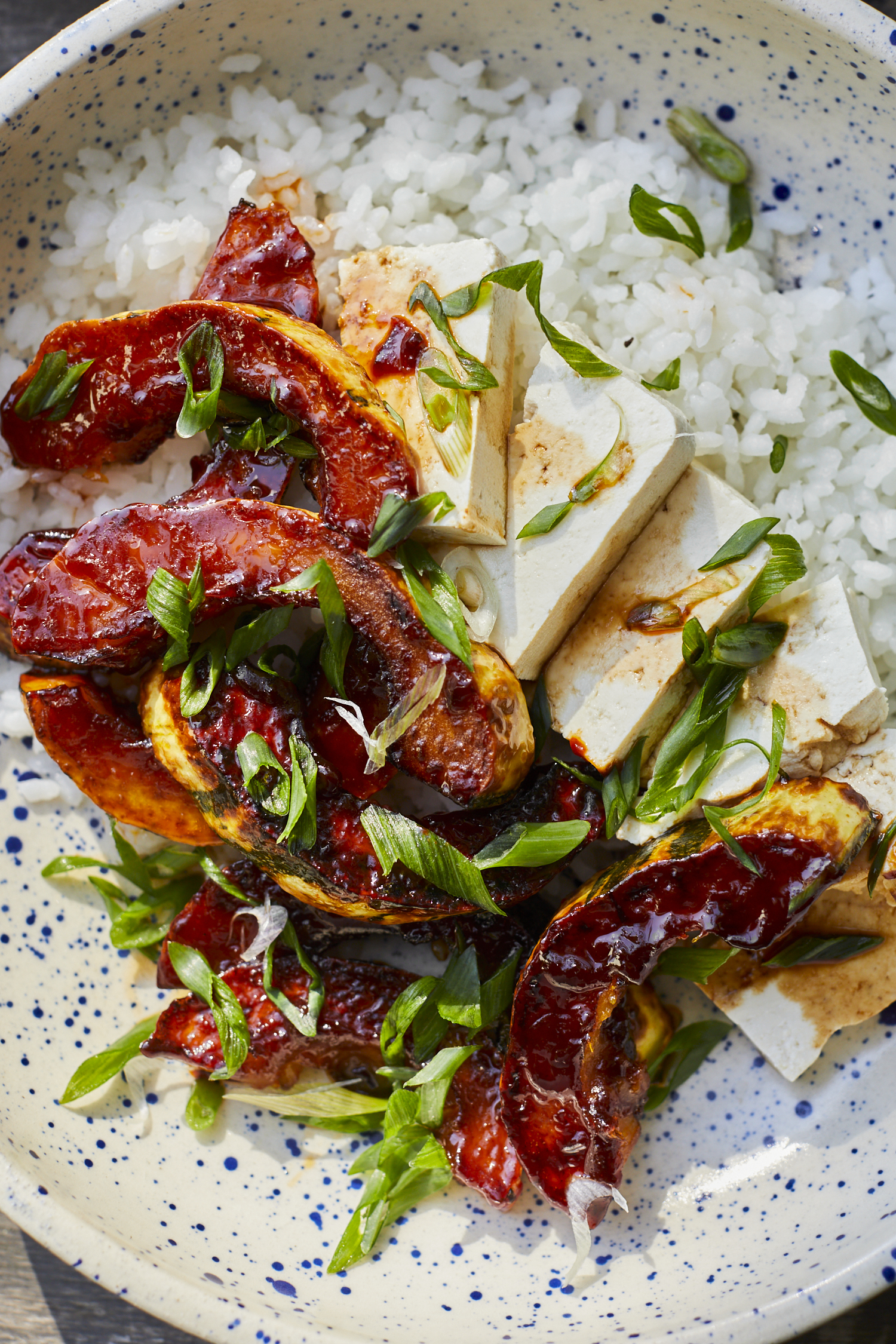 GOCHUJANG DELICATA SQUASH WITH RICE + TOFU