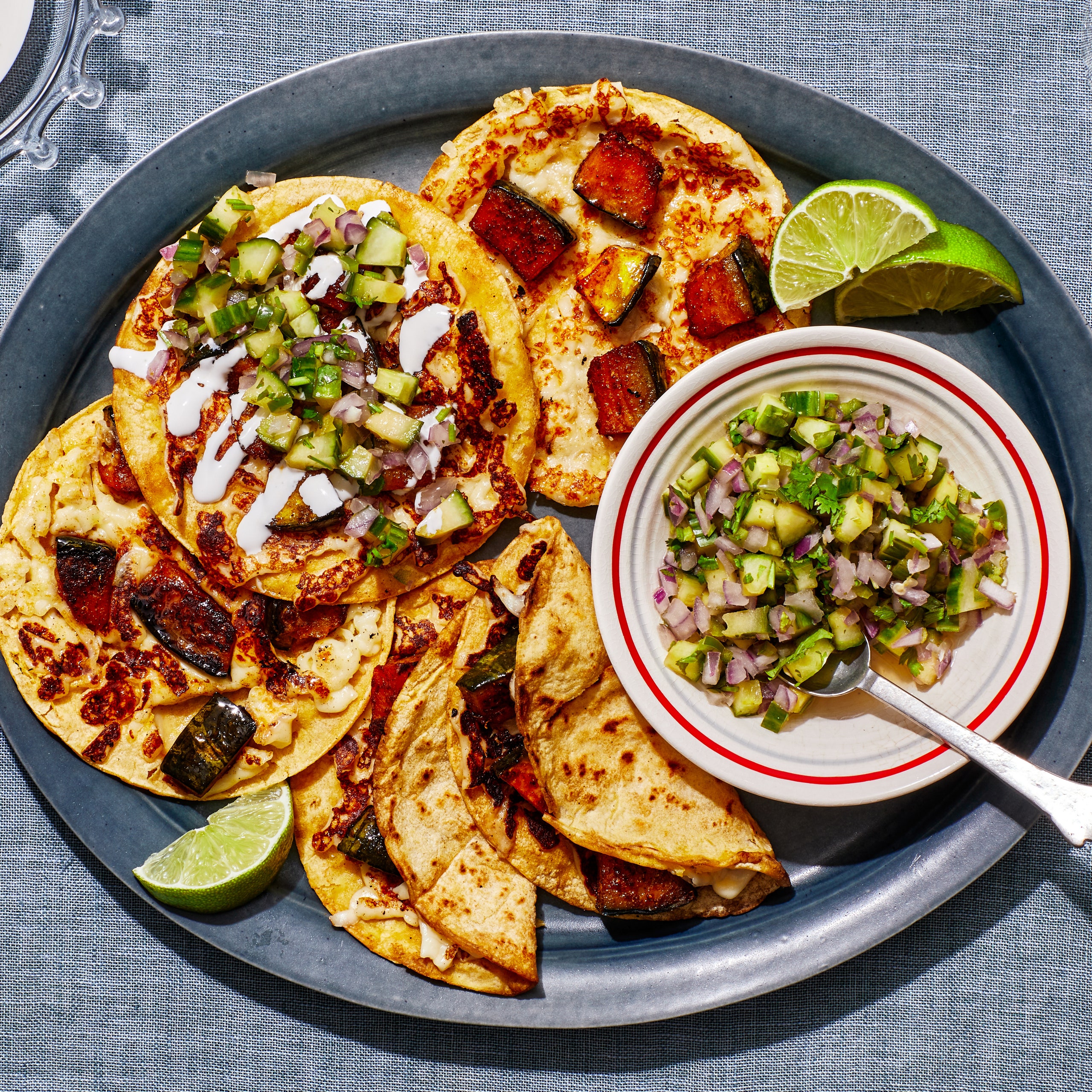 Roasted Squash Vampiro Tacos With Cucumber Salsa