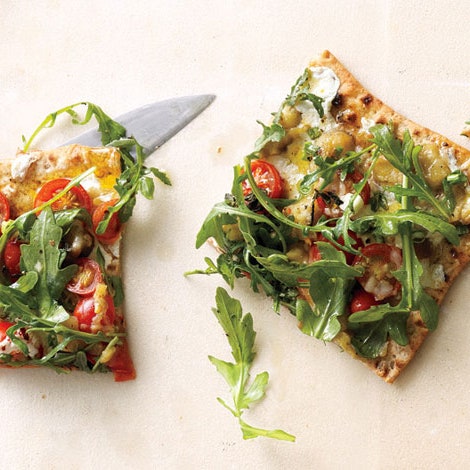 Lavash Pizzas with Arugula and Eggplant