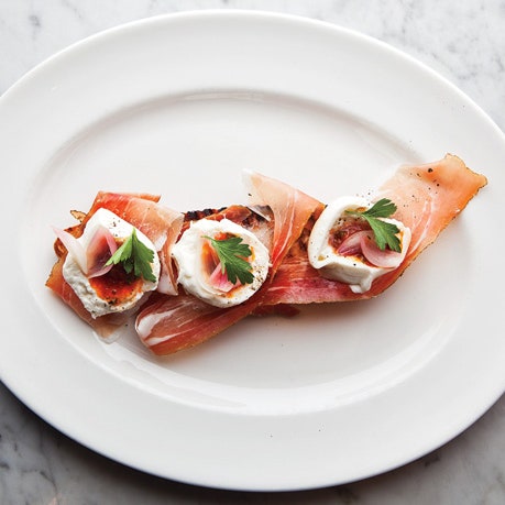 Pane Pomodoro with Burrata, Speck, and Pickled Shallots