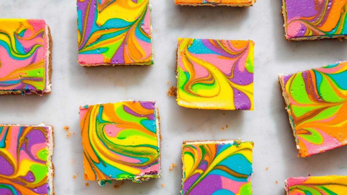 Rainbow Vanilla Cheesecake Bars