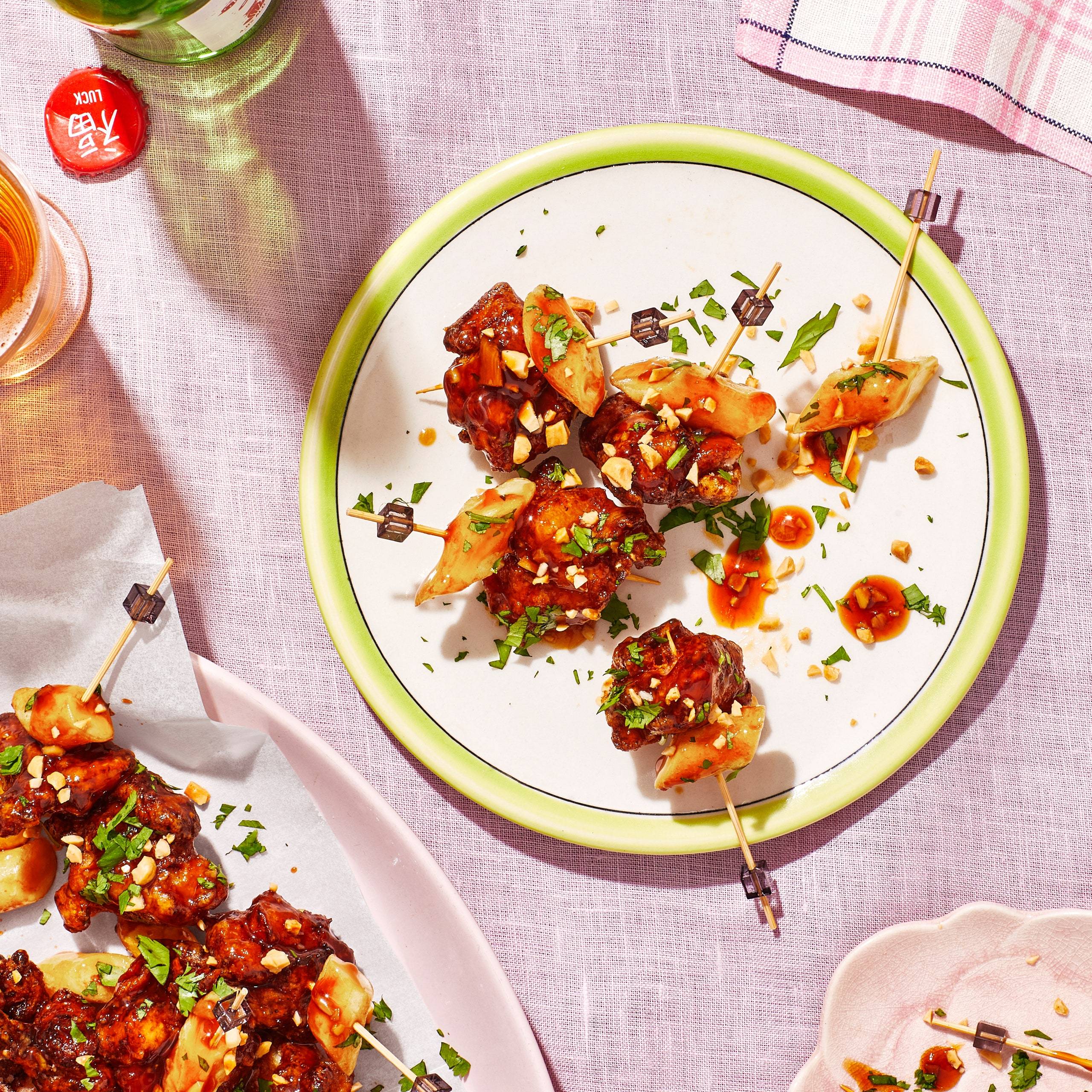 Soy-Garlic Popcorn Chicken and Rice Cakes
