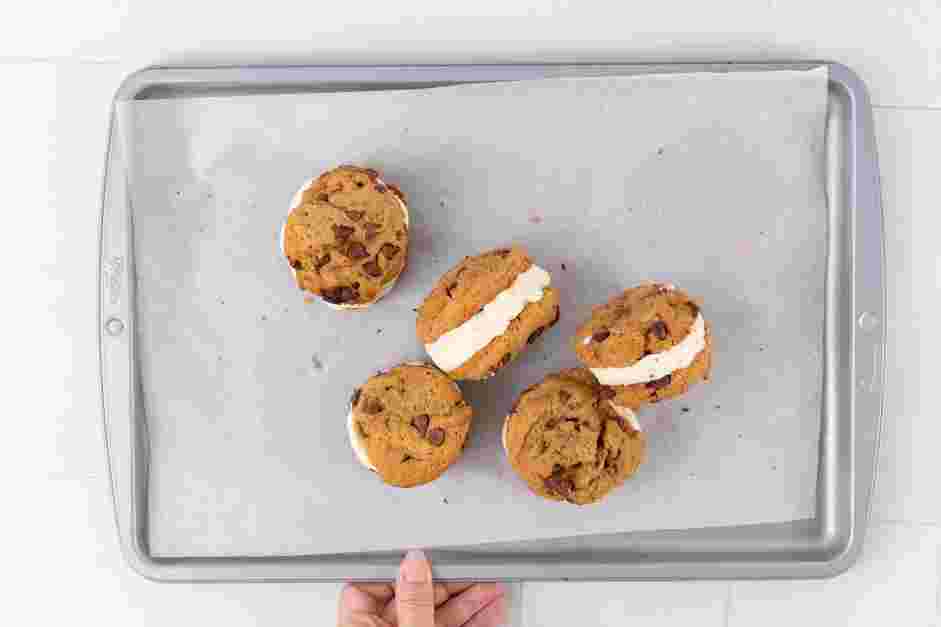 Cookie Ice Cream Sandwich Recipe: Place the disc of ice cream on one cookie and sandwich with its second, evenly sized pair.