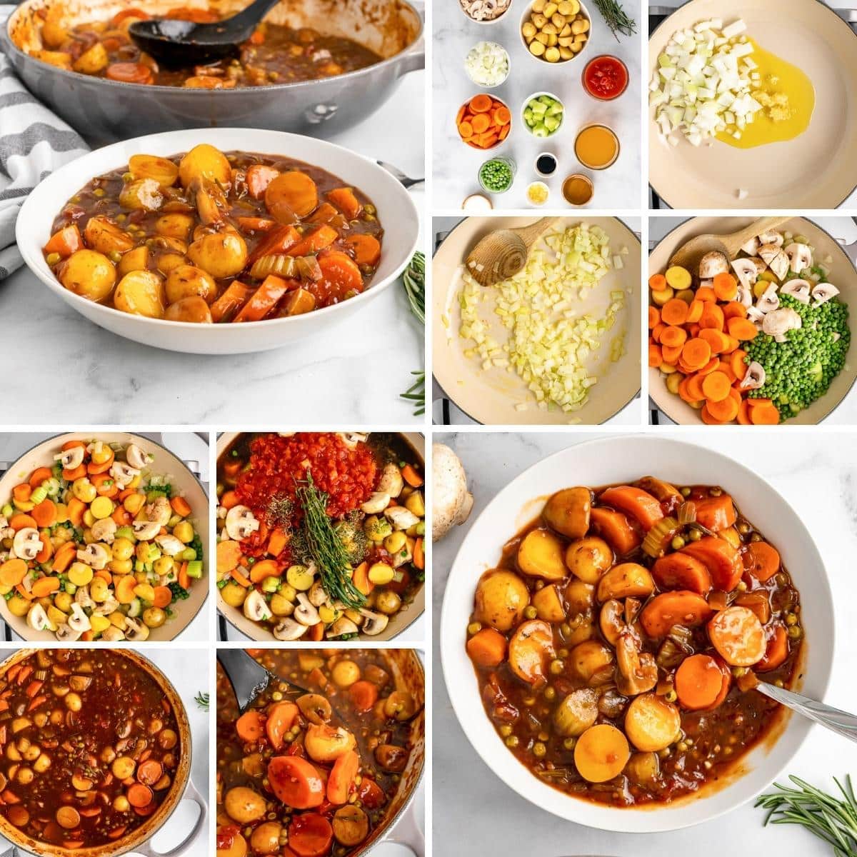 how to make old-fashioned vegan stew collage