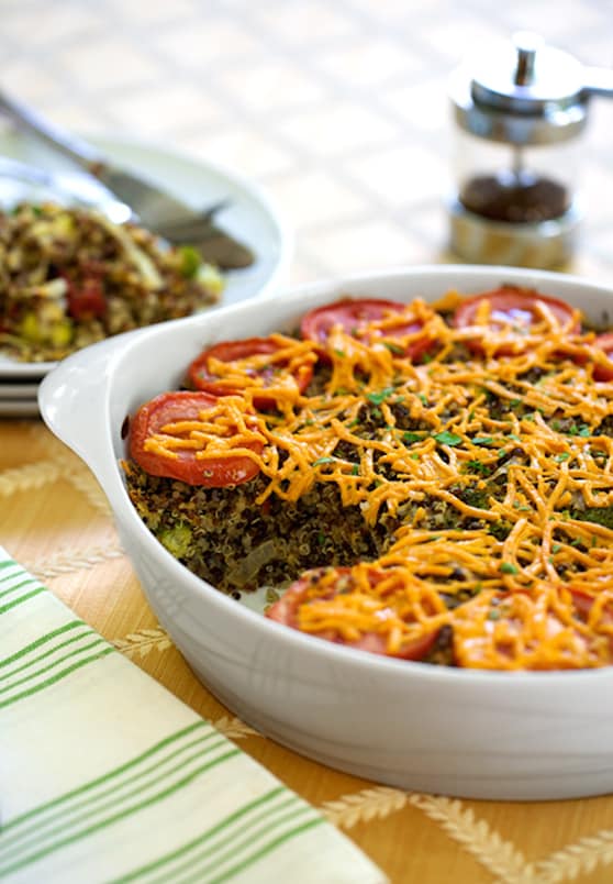 Quinoa, Broccoli, and Vegan Cheese casserole
