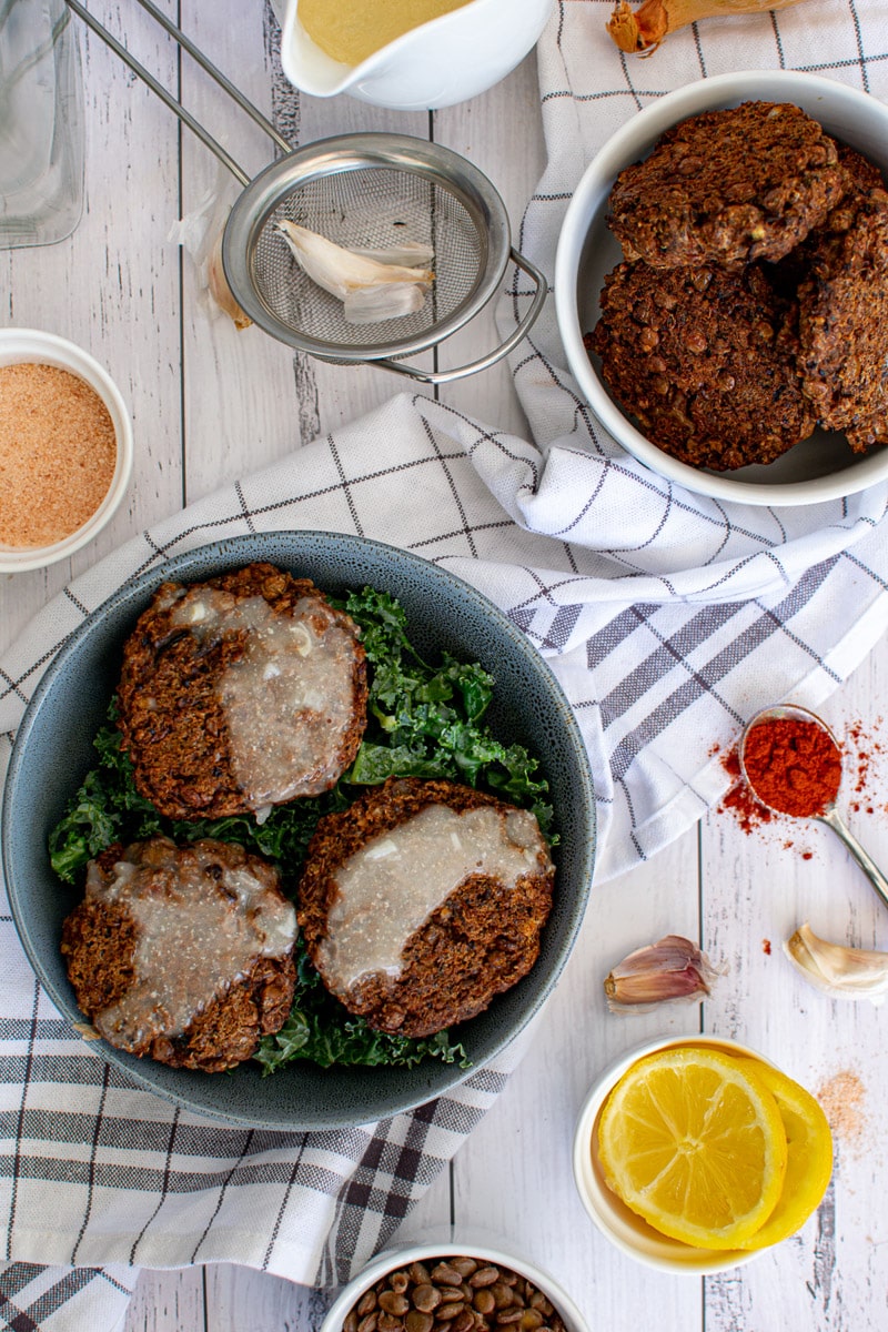 Lentil Fritters with Garlic Sauce