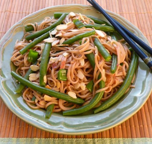 Soba Noodles with Green Beans and Almonds